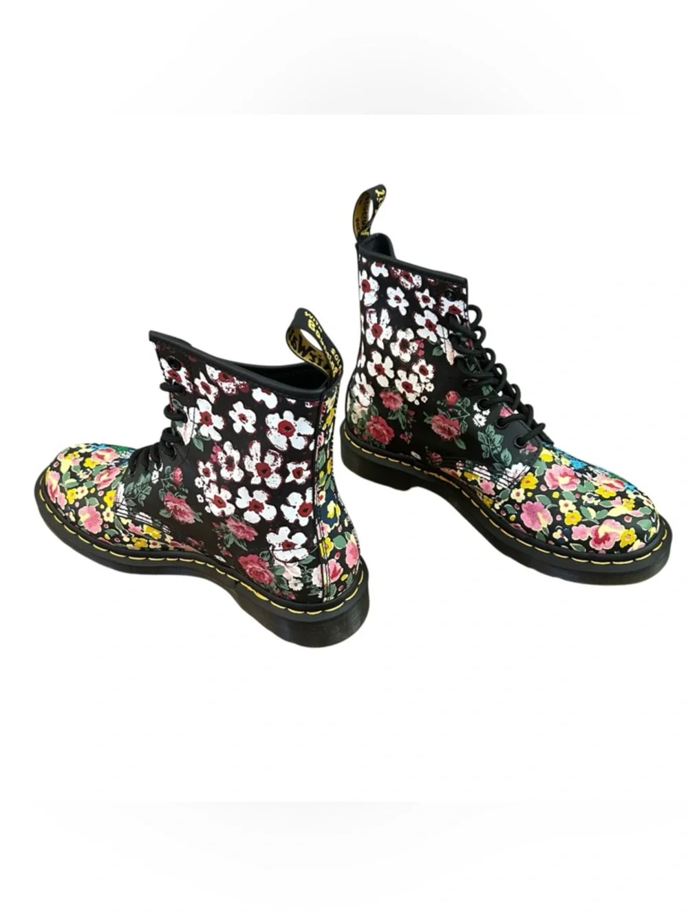 1460 Pascal Floral Mash Up Leather Lace Up Boots - Picture 2 of 6